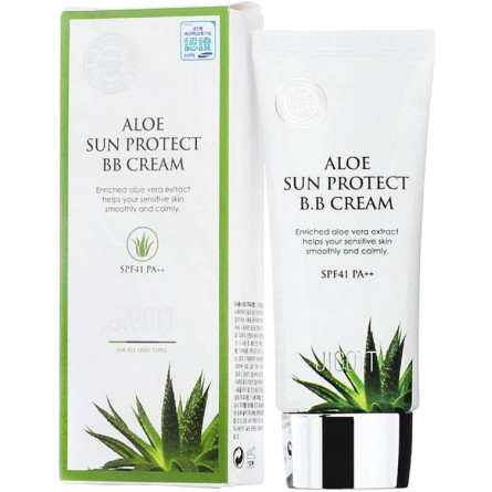 Сонцезахисний зволожувальний BB-крем Jigott Aloe Sun Protect BB Cream SPF41 PA++ з алое вера 50 мл