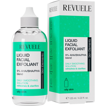 Делікатний пілінг для обличчя REVUELE Liquid Facial Exfoliant 9% AHA/BHA/PHA blend для жирної шкіри 125 мл