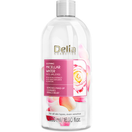 Мицеллярная вода Delia cosmetics Успокаивающая с экстрактом лепестков розы 500 мл