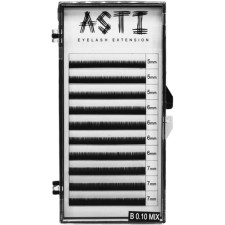Вії для нарощування Asti Hylon Lash B 0.10 мм x mix 5-7 мм 10 ліній Чорні mini slide 1