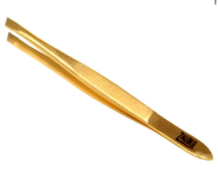 Пінцет для брів Zauber-manicure золотий Т-373S