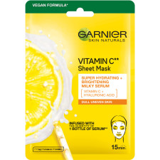 Тканинна маска для обличчя Garnier Skin Naturals Vitamin C Super Hydrating Sheet Mask для нерівномірного тону тьмяної шкіри 28 г mini slide 1
