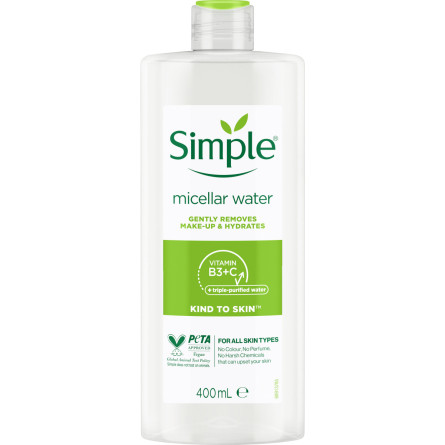 Мицеллярная вода Simple Micellar Water Vitamin B3+C 400 мл