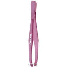 Пинцет для удаления волос Beter с прямыми кончиками вороненая сталь 7.5 см Pink (8412122090180) mini slide 1