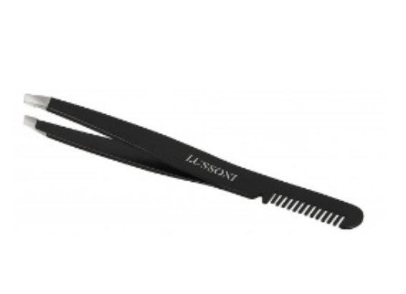 Косий пінцет з гребенем для брів Lussoni Slant Tweezers With Comb slide 1