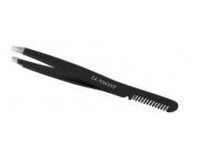 Косий пінцет з гребенем для брів Lussoni Slant Tweezers With Comb mini slide 1