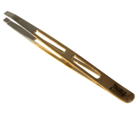 Пинцет для бровей широкий Zauber-manicure золотой Т-359 S