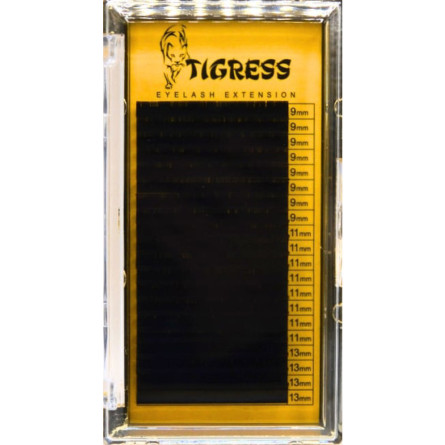 Вії для нарощування Tigress Hylon Lash C 0.07 мм x MIX 9,11,13 мм 20 ліній Чорні slide 1