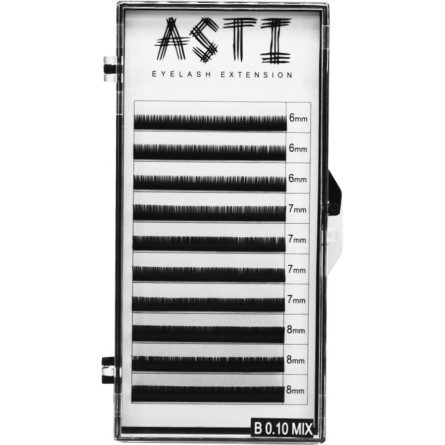 Ресницы для наращивания Asti Hylon Lash B 0.10 мм x mix 6-8 мм 10 линий Черные slide 1