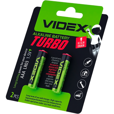 Батарейка Videx LR03/AAA Turbo щелочная 2 шт