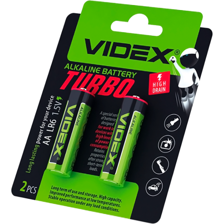 Батарейка Videx LR6/AA Turbo щелочная 2 шт