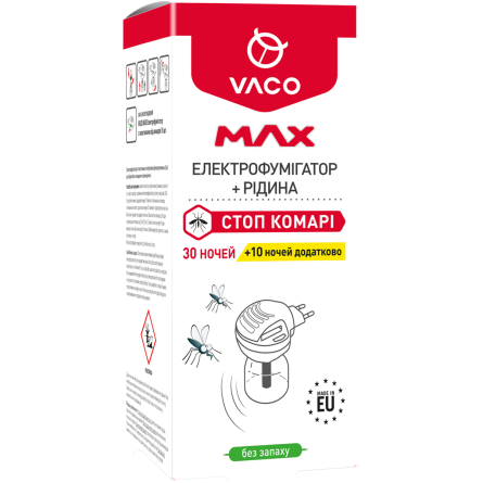 Электрофумигатор Vaco Max с жидкостью от комаров 30+10 ночей 30 мл slide 1