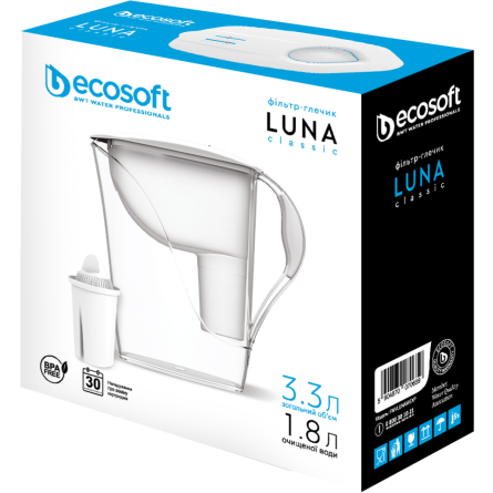 Фільтр-глечик Ecosoft Luna Classic білий 3,3л slide 1