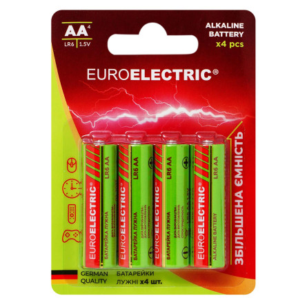 Батарейка лужна EUROELECTRIC AA LR6 1,5V PE blister 4шт slide 1