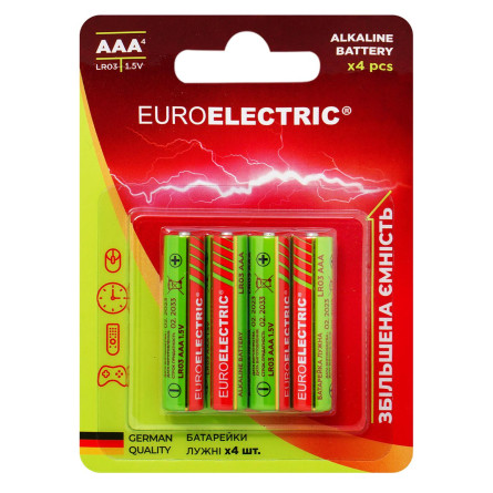 Батарейка лужна EUROELECTRIC AAA LR03 1,5V PE blister 4шт slide 1