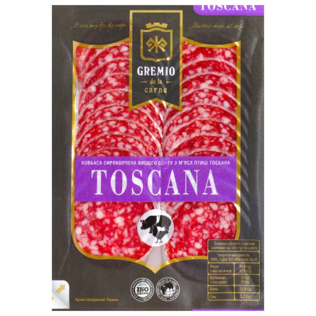 Ковбаса Gremio de la carne Toskana сирокопчена нарізка 75г slide 1