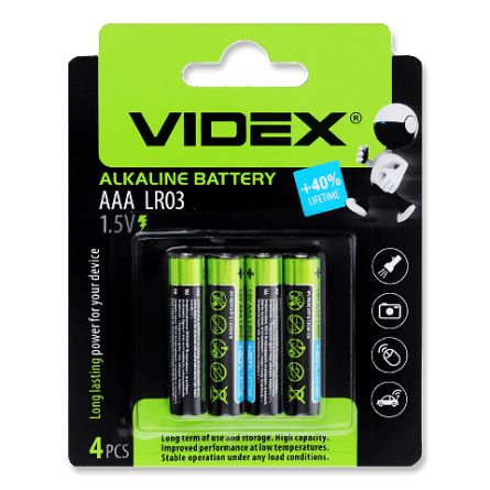 Батарейка лужна Videx AAA LR03