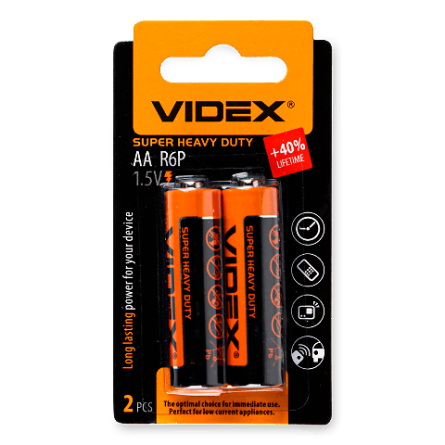 Батарейки сольові Videx AA R6P