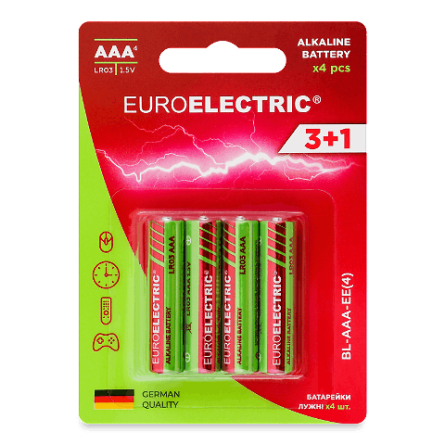 Батарейки лужні Euroelectric ААА 1.5V LR03 4 шт./уп.