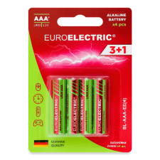Батарейки лужні Euroelectric ААА 1.5V LR03 4 шт./уп. mini slide 1