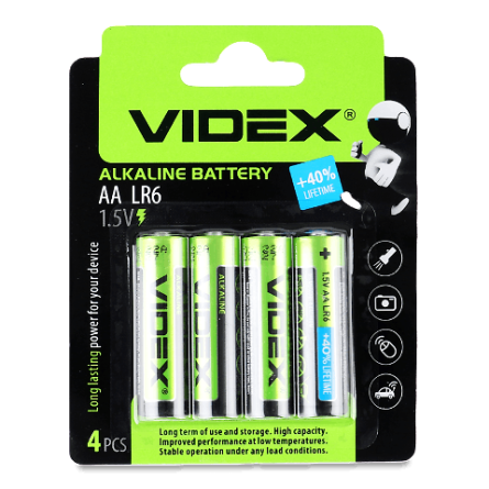 Батарейки Videx LR6/AA щелочные 4шт.