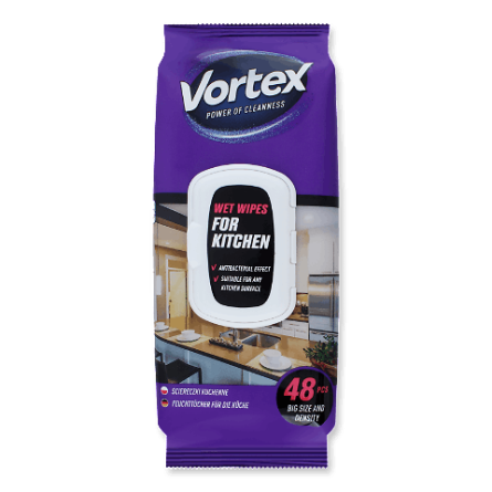 Серветки вологі Vortex антибактеріальні для кухні з клапаном