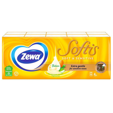 Платки Zewa Softis Soft&Sensitive бумажные 10х9шт