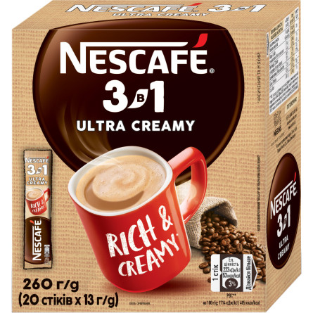 Напій кавовий NESCAFE 3-в-1 Ultra Creamy розчинний у стіках 20 шт х 13 г