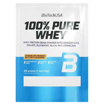 Протеїн шоколад-арахісова паста 100% pure whey Biotech 28г slide 1