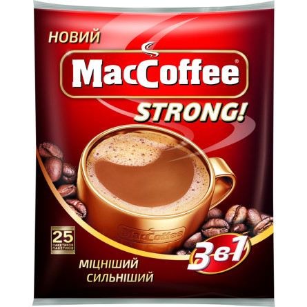 Кофейный напиток 3в1 MacCoffee Strong с сахаром и подсластителем 16 г x 25 шт