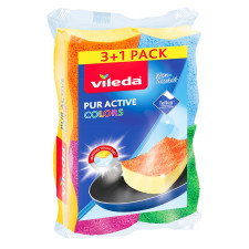 Губка Vileda Pure Active Colors для тефлона 4шт mini slide 1