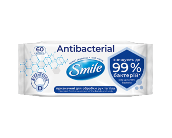 Серветка волога Smile Antibacterial з Д-пантенолом 60шт/уп