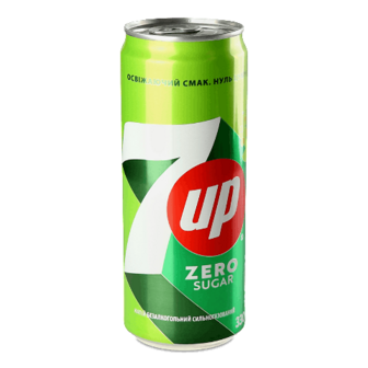 Напій 7UP Zero Sugar безалкогольний сильногазований з/б, 330мл