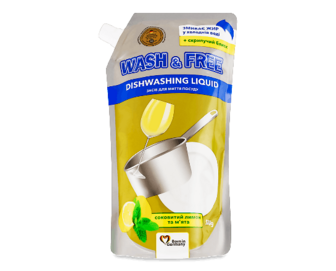 Засіб для миття посуду Wash&Free «Соковитий лимон і м'ята», 500г