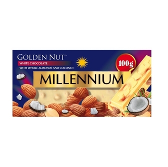 Шоколад 100 г Millennium білий миндаль та кокос  