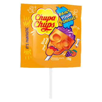 Карамель Chupa Chups «Розфарбуй язик» зі смаком апельсина і винограда 15г