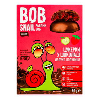 Цукерки Bob Snail яблучно-полуничні бельгійський молочний шоколад 60г