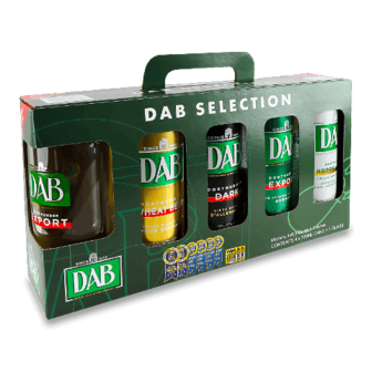 Пиво DAB Wheat+Dark+Export+Hoppy з/б 4*0,5л +келих шт
