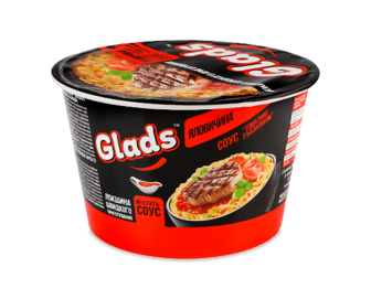 Локшина швидкого приготування Glads Яловичина та томатний соус з базиліком, 85г