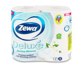 Папір туалетний Zewa Deluxe Жасмин 3-шаровий, 4шт