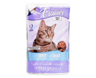 Корм для стерилізованих котів Plaisir форель-креветка, 100г