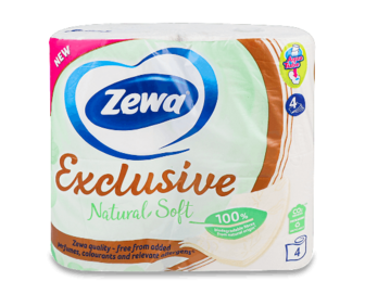 Папір туалетний Zewa Natural Soft 4-шаровий 4шт