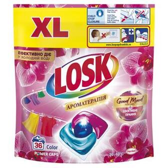 Капсули для прання Losk Color Power Caps Ароматерапія Ефірні масла та аромат Малазійська квітка 36шт