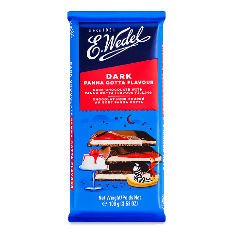 Шоколад чорний E.Wedel зі смаком пана-кота 100г