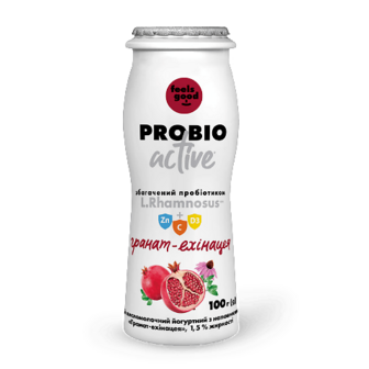 Напій йогуртний Feels good Probio Active гранат-ехінцея 1,5% 100г