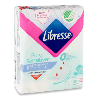 Прокладки Libresse Pure Sensitive Ultra Night+ 8шт