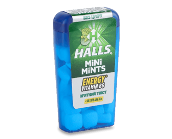 Льодяники Halls Mini Mints зі смаком м'яти та вітаміном В без цукру, 12,5г