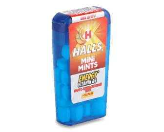 Льодяники Halls Mini Mints зі смаком апельсина та манго з вітаміном В без цукру, 12,5г