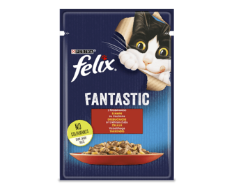 Корм для котів Felix Fantastic з яловичиною в желе, 85г