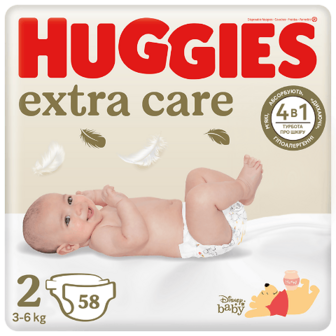 Підгузки Huggies Extra Care 2 (3-6 кг) 58шт